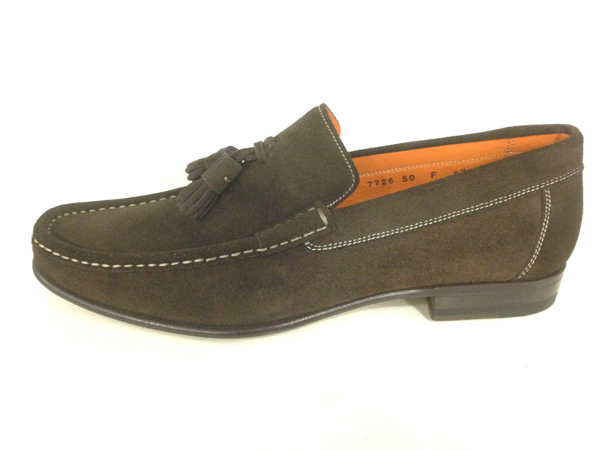 SCARPE UOMO SANTONI MOCASSINO  CON NAPPE CAMOSCIO TESTA DI  MORO  FATTA MANO 56