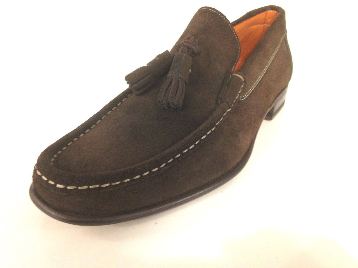 SCARPE UOMO SANTONI MOCASSINO  CON NAPPE CAMOSCIO TESTA DI  MORO  FATTA MANO 56