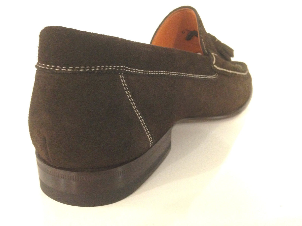 SCARPE UOMO SANTONI MOCASSINO  CON NAPPE CAMOSCIO TESTA DI  MORO  FATTA MANO 56