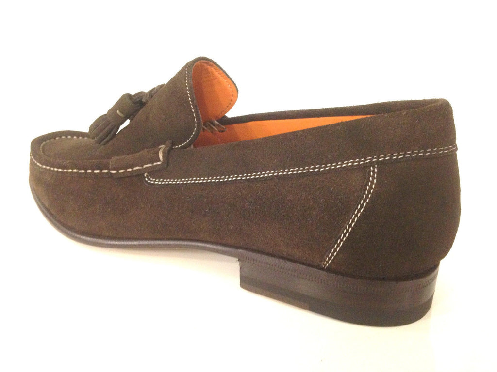 SCARPE UOMO SANTONI MOCASSINO  CON NAPPE CAMOSCIO TESTA DI  MORO  FATTA MANO 56