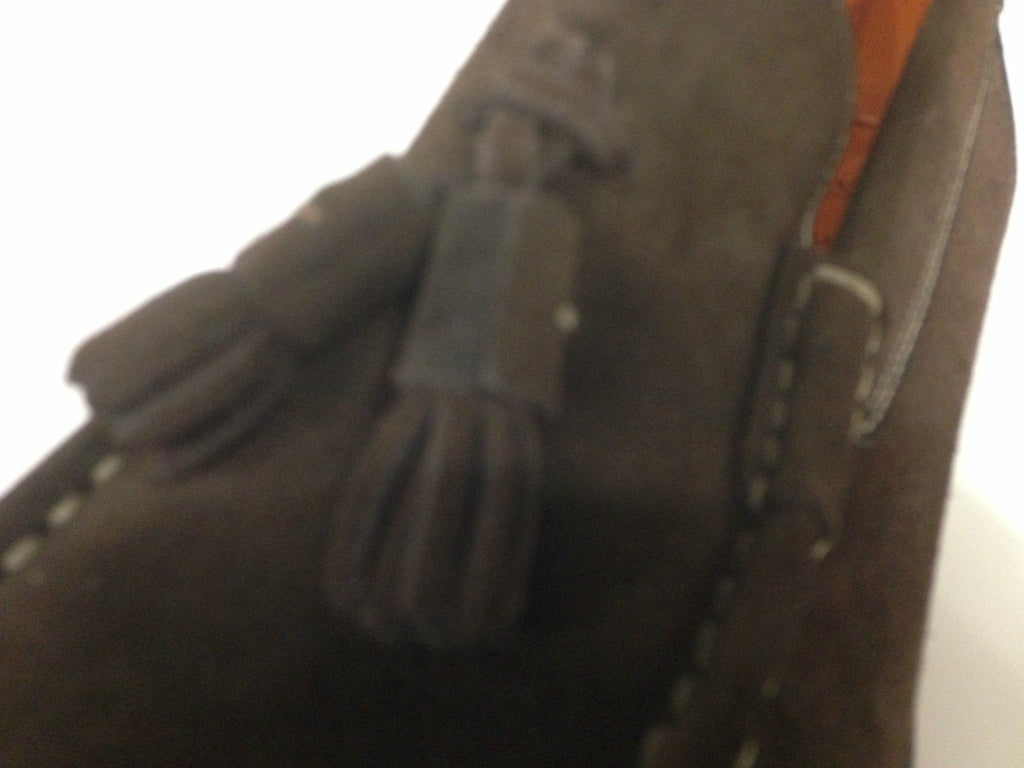SCARPE UOMO SANTONI MOCASSINO  CON NAPPE CAMOSCIO TESTA DI  MORO  FATTA MANO 56