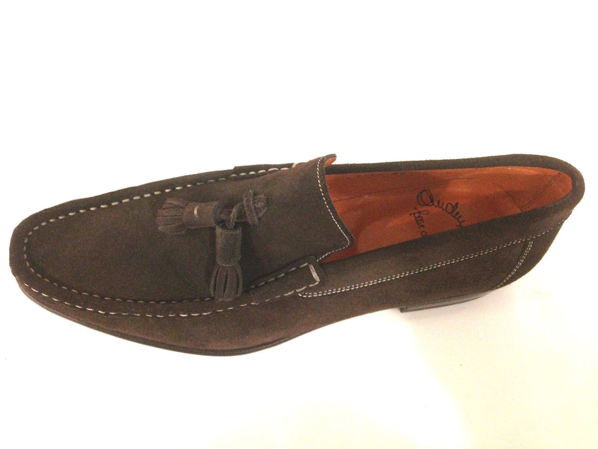 SCARPE UOMO SANTONI MOCASSINO  CON NAPPE CAMOSCIO TESTA DI  MORO  FATTA MANO 56