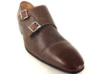 SCARPE UOMO SANTONI  DOPPIA FIBBIA PELLE CERVO MARRONE MORO FATTA MANO TG 6  51