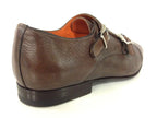 SCARPE UOMO SANTONI  DOPPIA FIBBIA PELLE CERVO MARRONE MORO FATTA MANO TG 6  51