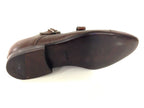 SCARPE UOMO SANTONI  DOPPIA FIBBIA PELLE CERVO MARRONE MORO FATTA MANO TG 6  51