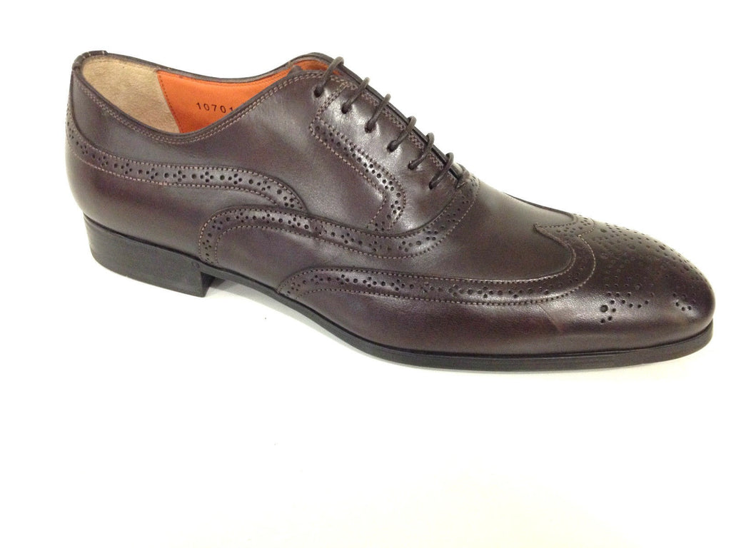 SCARPE UOMO SANTONI FRANCESINA CON DUILIO PELLE  MARRONE MORO F. GOMMA      25