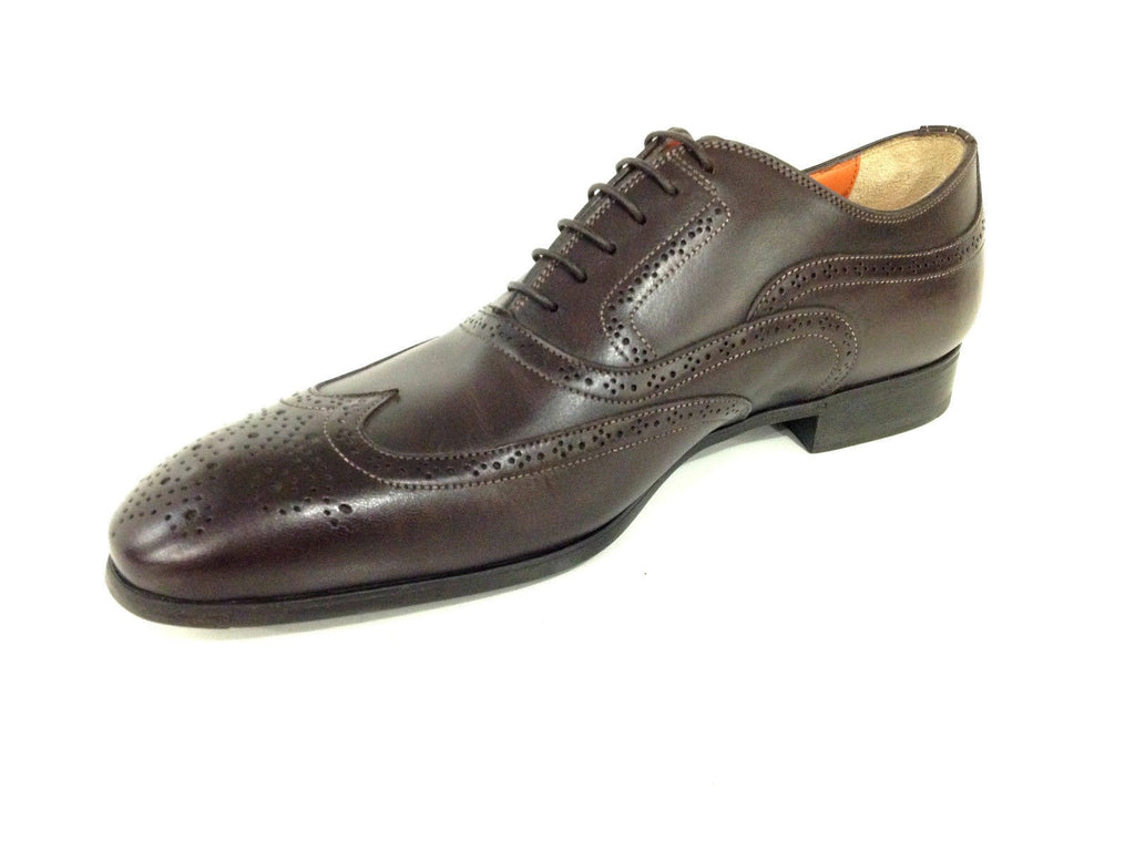 SCARPE UOMO SANTONI FRANCESINA CON DUILIO PELLE  MARRONE MORO F. GOMMA      25
