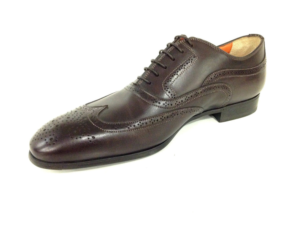 SCARPE UOMO SANTONI FRANCESINA CON DUILIO PELLE  MARRONE MORO F. GOMMA      25