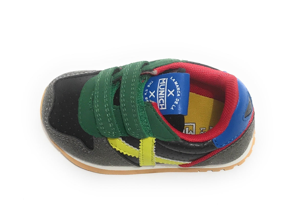 Scarpe bambino Munich Baby Massana sneaker con strap in suede grigio/ multicolor Z21MU13