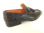 SCARPE UOMO SANTONI MOCASSINO TUBOLARE VACCHETTA NERA CON NAPPE  FATTA MANO 57