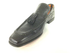 SCARPE UOMO SANTONI MOCASSINO TUBOLARE VACCHETTA NERA CON NAPPE  FATTA MANO 57