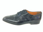 SCARPE UOMO SANTONI FRANCESINA DUILIO FILATA IMPUNTURATA NERA FATTA A MANO 46