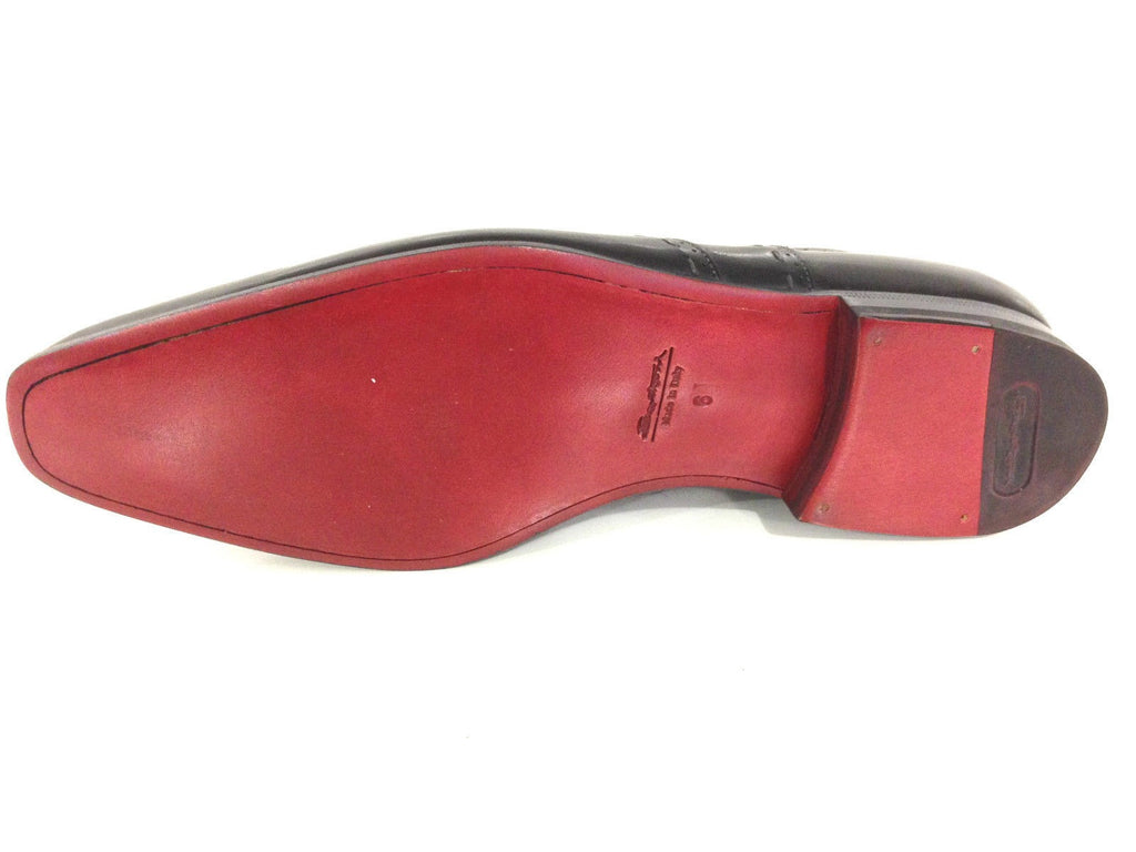 SCARPE UOMO SANTONI FRANCESINA DUILIO FILATA IMPUNTURATA NERA FATTA A MANO 46