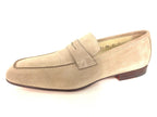 SCARPE UOMO SANTONI MOCASSINO CAMOSCIO CAMMELLO VASCHETTA QUADRA  FATTA MANO 62