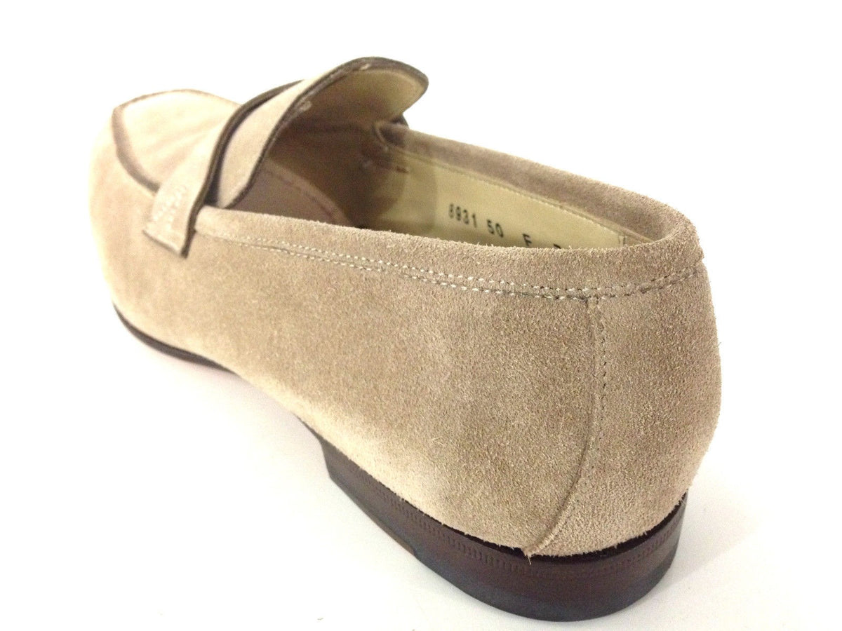 SCARPE UOMO SANTONI MOCASSINO CAMOSCIO CAMMELLO VASCHETTA QUADRA  FATTA MANO 62