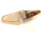 SCARPE UOMO SANTONI MOCASSINO CAMOSCIO CAMMELLO VASCHETTA QUADRA  FATTA MANO 62