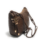 Borsa donna Fracomina tracolla crossover ecopelle intrecciato marrone BS23FR11 FA23SB4005P411S5-091