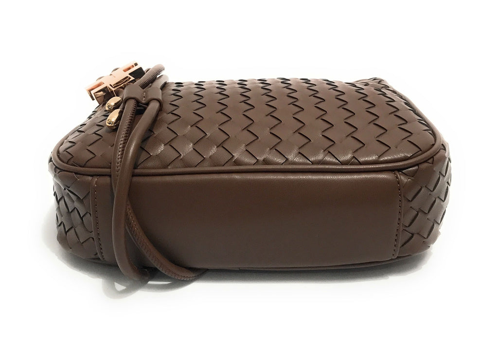 Borsa donna Fracomina tracolla crossover ecopelle intrecciato marrone BS23FR11 FA23SB4005P411S5-091