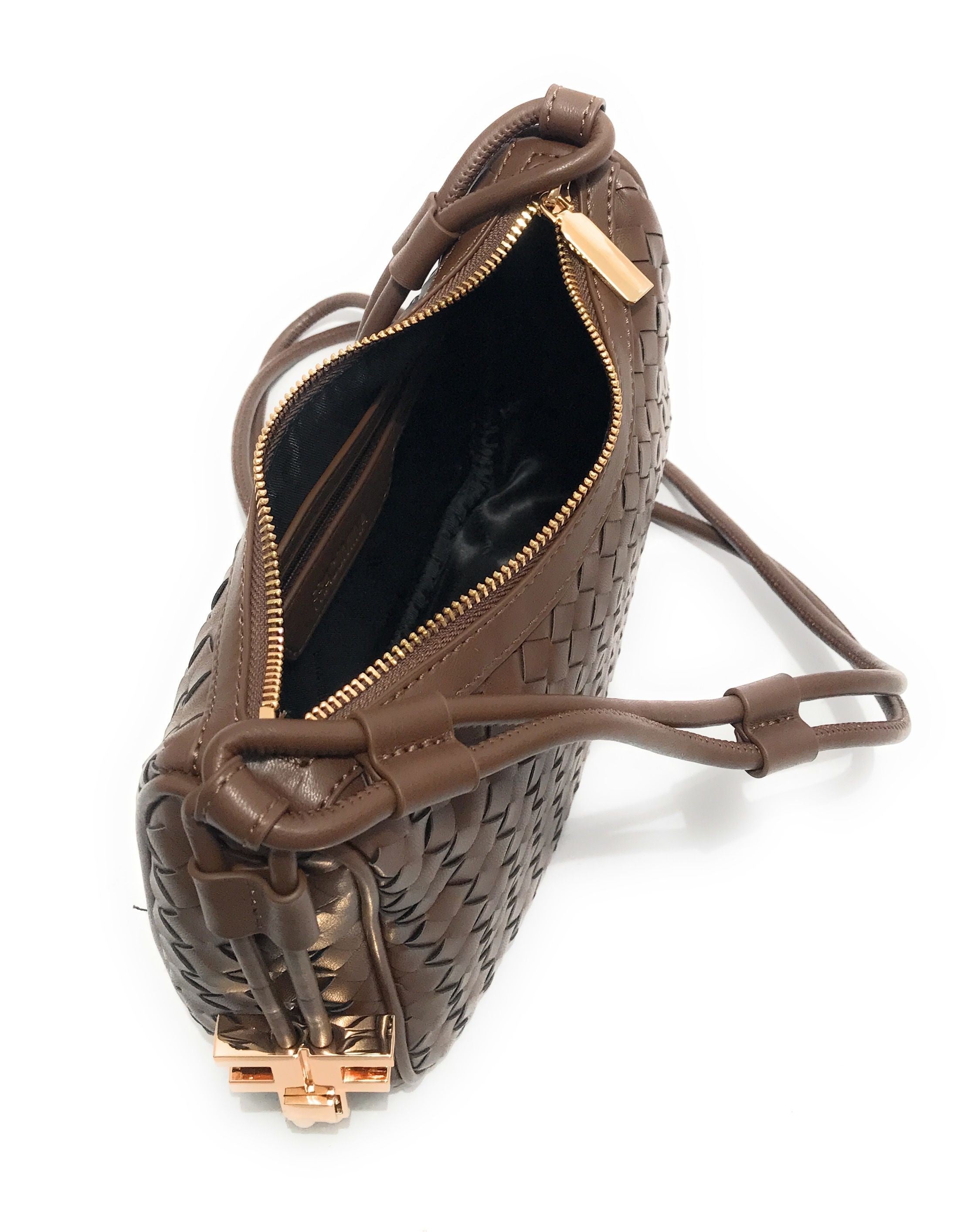 Borsa donna Fracomina tracolla crossover ecopelle intrecciato marrone BS23FR11 FA23SB4005P411S5-091