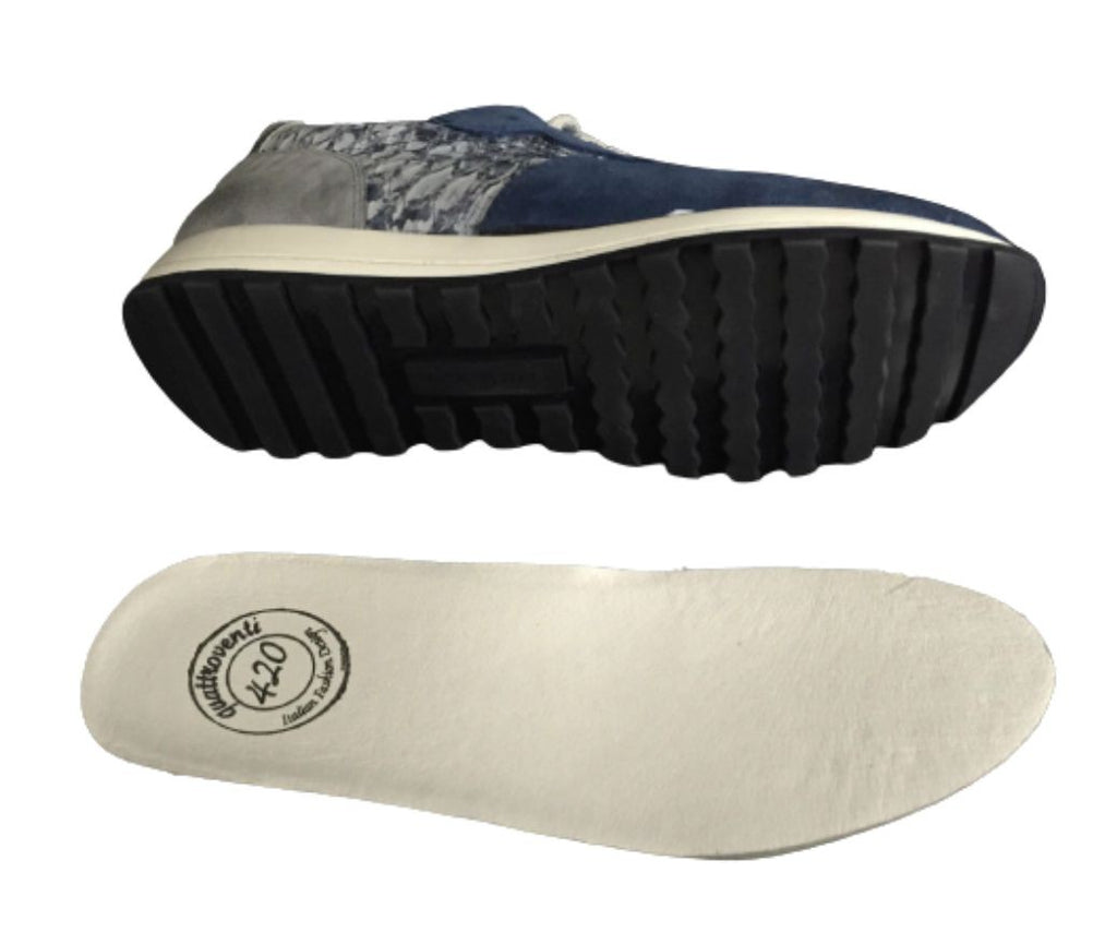 SCARPE UOMO RUNNING QUATTROVENTI 420 HAND MADE BLU  ACCIAIO US15QB05