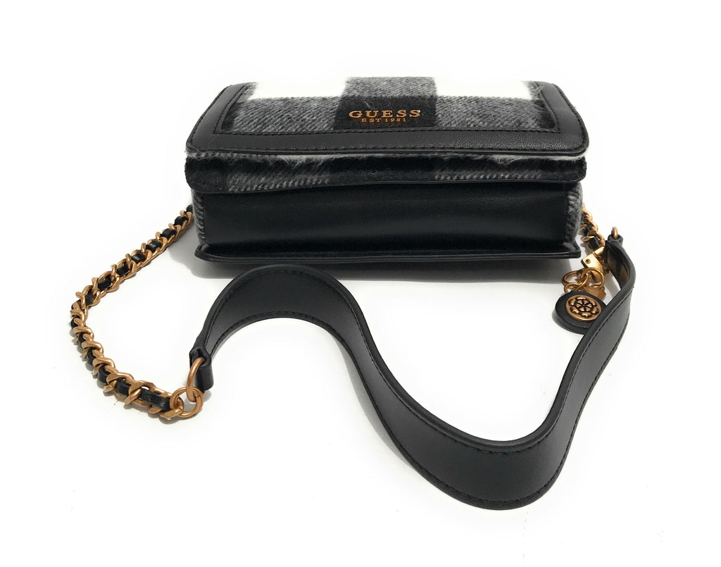 Borsa Guess tracolla Abey convertible xbody flap fletro a quadri nero/ bianco BS23GU62 WO855819