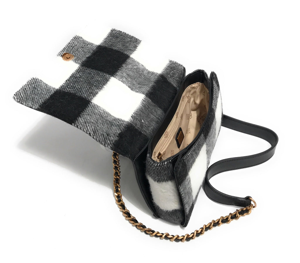 Borsa Guess tracolla Abey convertible xbody flap fletro a quadri nero/ bianco BS23GU62 WO855819