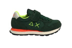 Sneaker Sun68 boy's Tom fluo pelle/ nylon verde scuro Z25SU04 Z44302K