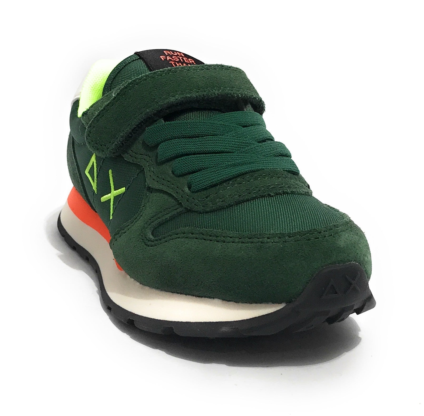 Sneaker Sun68 boy's Tom fluo pelle/ nylon verde scuro Z25SU04 Z44302K