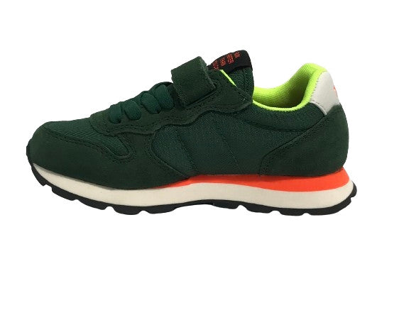 Sneaker Sun68 boy's Tom fluo pelle/ nylon verde scuro Z25SU04 Z44302K
