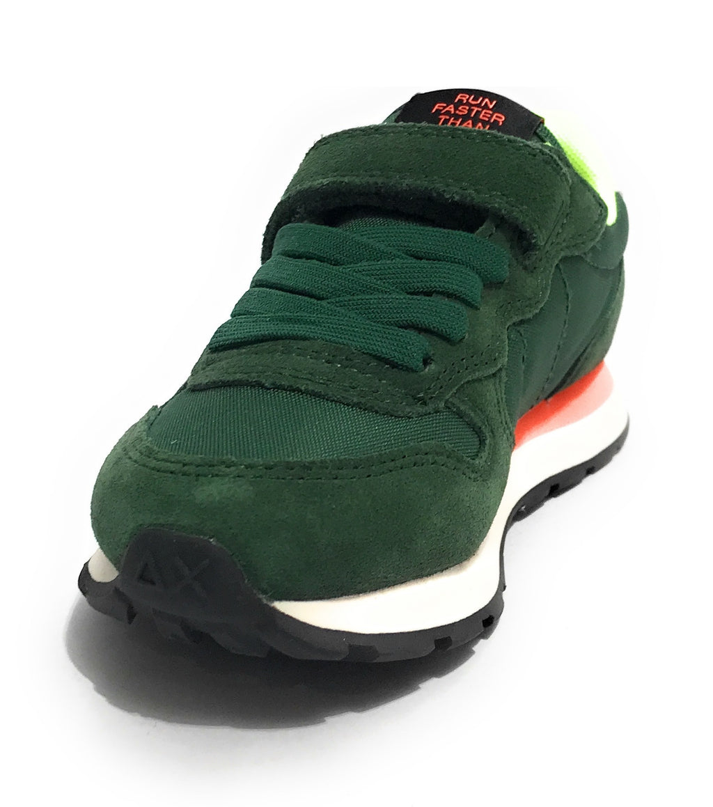 Sneaker Sun68 boy's Tom fluo pelle/ nylon verde scuro Z25SU04 Z44302K