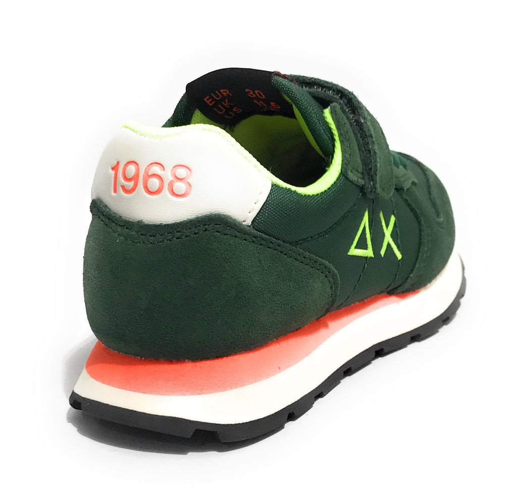 Sneaker Sun68 boy's Tom fluo pelle/ nylon verde scuro Z25SU04 Z44302K