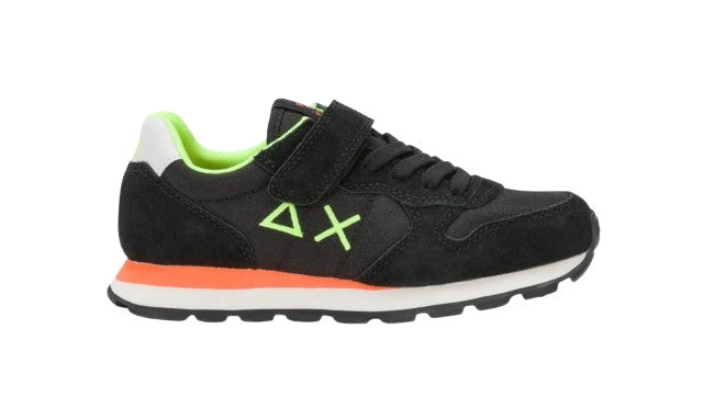 Sneaker Sun68 boy's Tom fluo pelle/ nylon nero Z25SU32 Z44302K