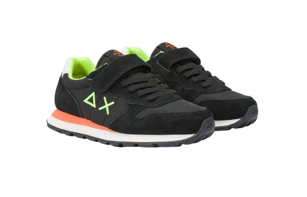 Sneaker Sun68 boy's Tom fluo pelle/ nylon nero Z25SU32 Z44302K