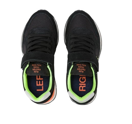 Sneaker Sun68 boy's Tom fluo pelle/ nylon nero Z25SU32 Z44302K