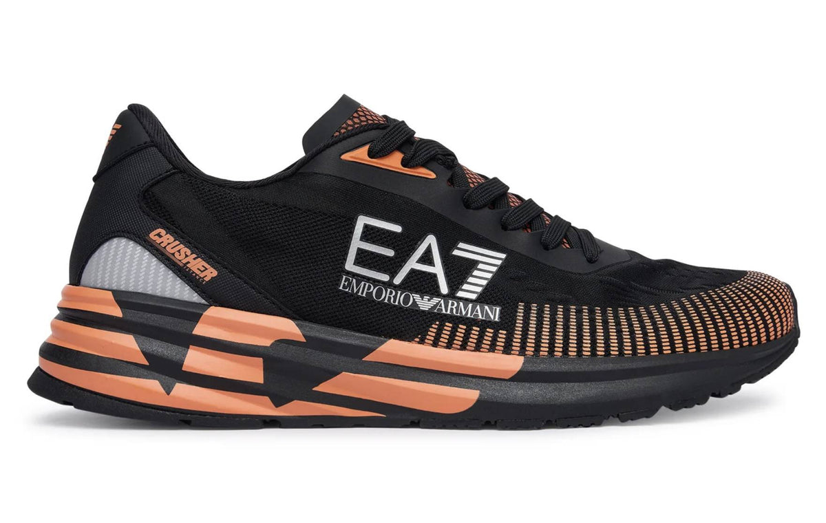 Sneaker running EA7 Emporio Armani triple black/orange US26EA18 7X000651 AF23103 MZ693