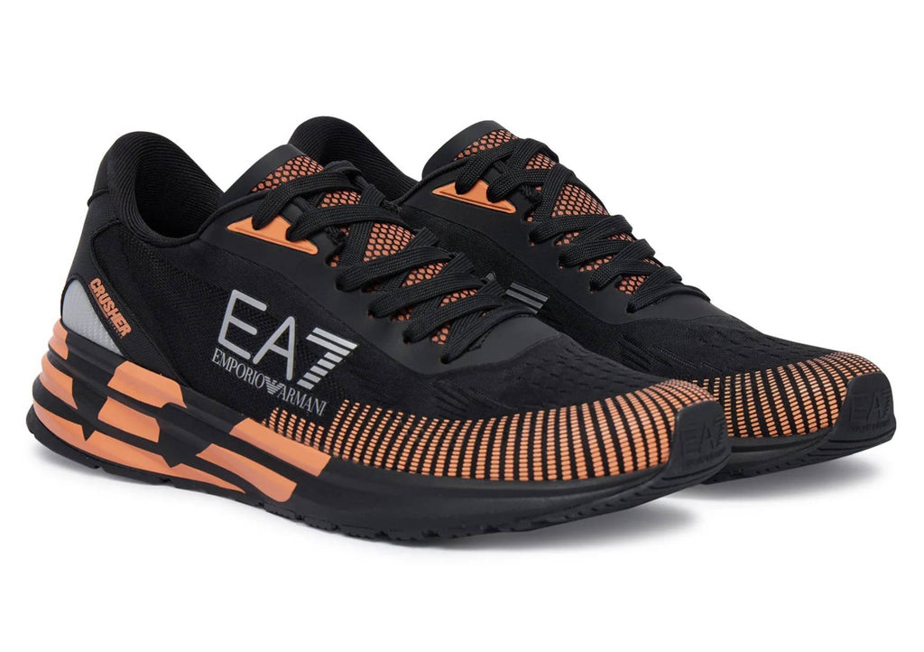 Sneaker running EA7 Emporio Armani triple black/orange US26EA18 7X000651 AF23103 MZ693