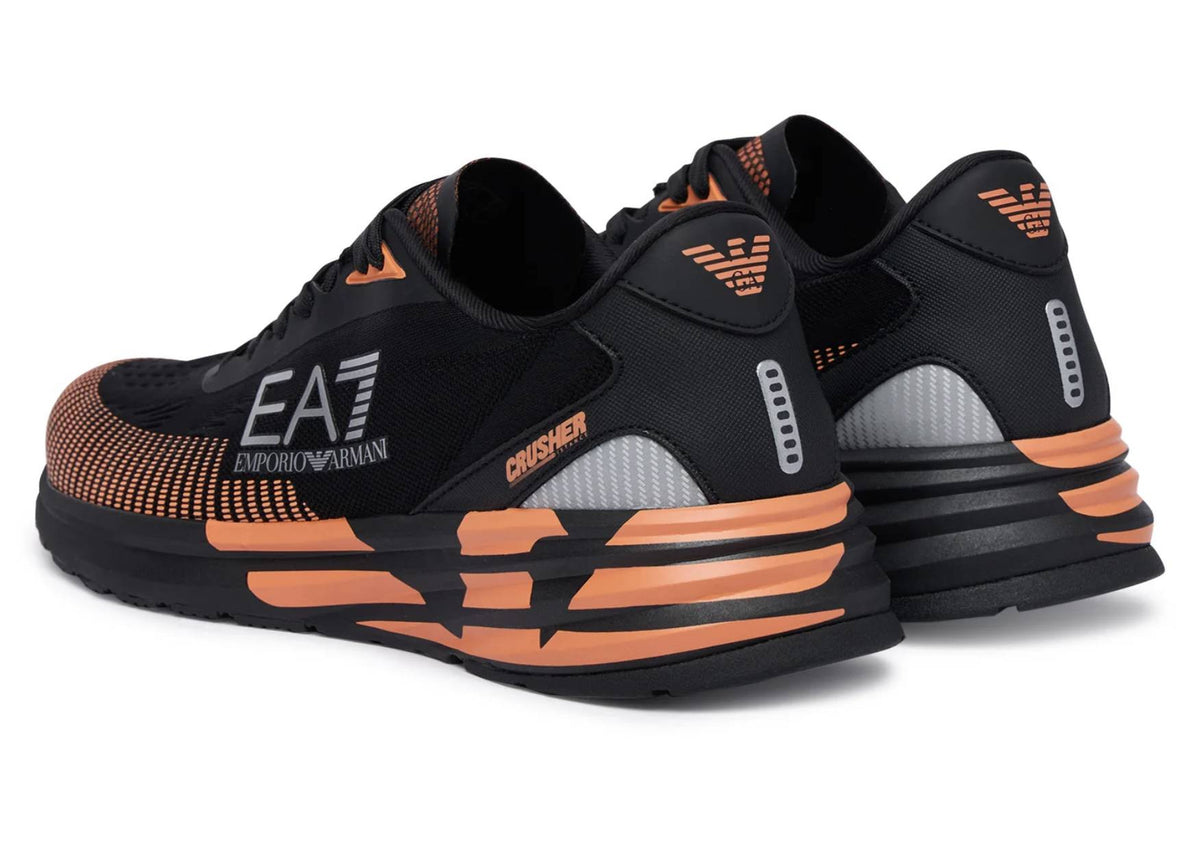 Sneaker running EA7 Emporio Armani triple black/orange US26EA18 7X000651 AF23103 MZ693