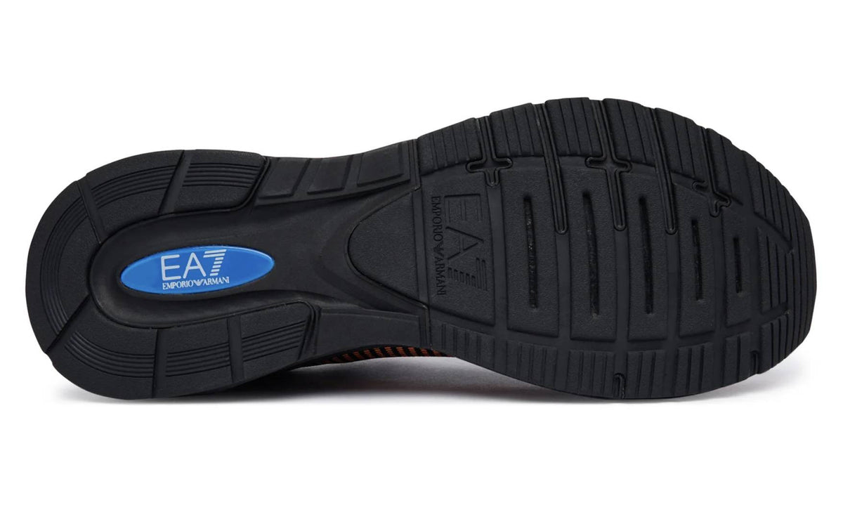 Sneaker running EA7 Emporio Armani triple black/orange US26EA18 7X000651 AF23103 MZ693