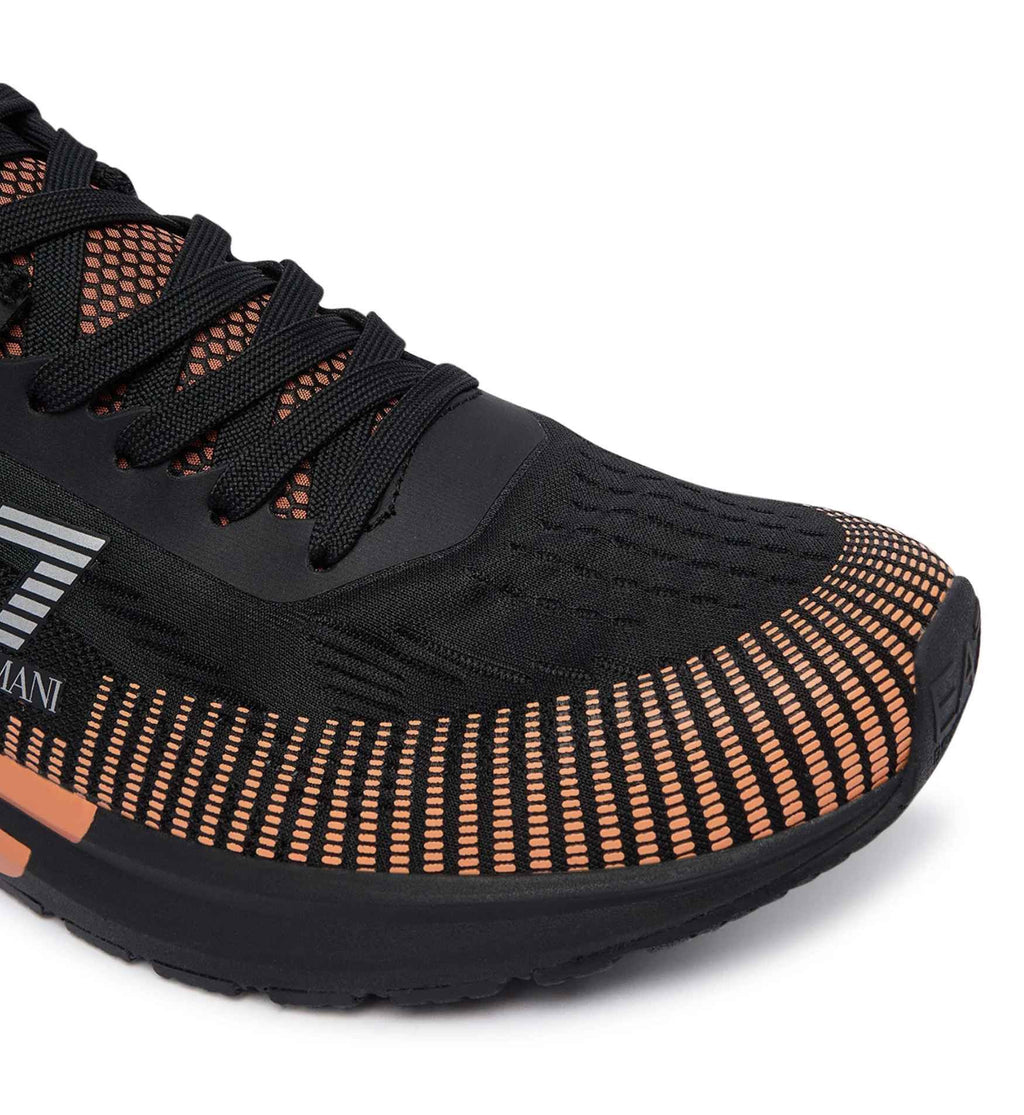 Sneaker running EA7 Emporio Armani triple black/orange US26EA18 7X000651 AF23103 MZ693