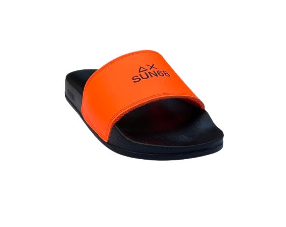 Beach slippers logo Sun68 1164 nero/arancio fluo uomo US26SU21 X36101