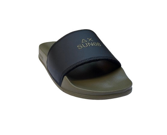 Beach slippers logo Sun68 1911 verde militare/nero uomo US26SU22 X36101