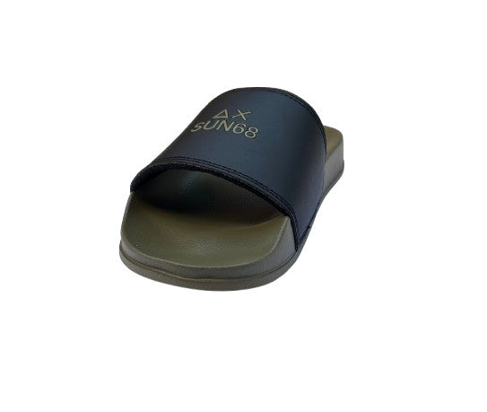 Beach slippers logo Sun68 1911 verde militare/nero uomo US26SU22 X36101