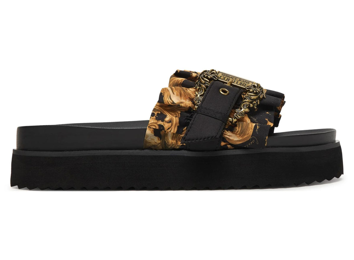 Slippers donna Versace Jeans Couture zeppa nero DS26VE09 80VA3SM5 ZS175 G89