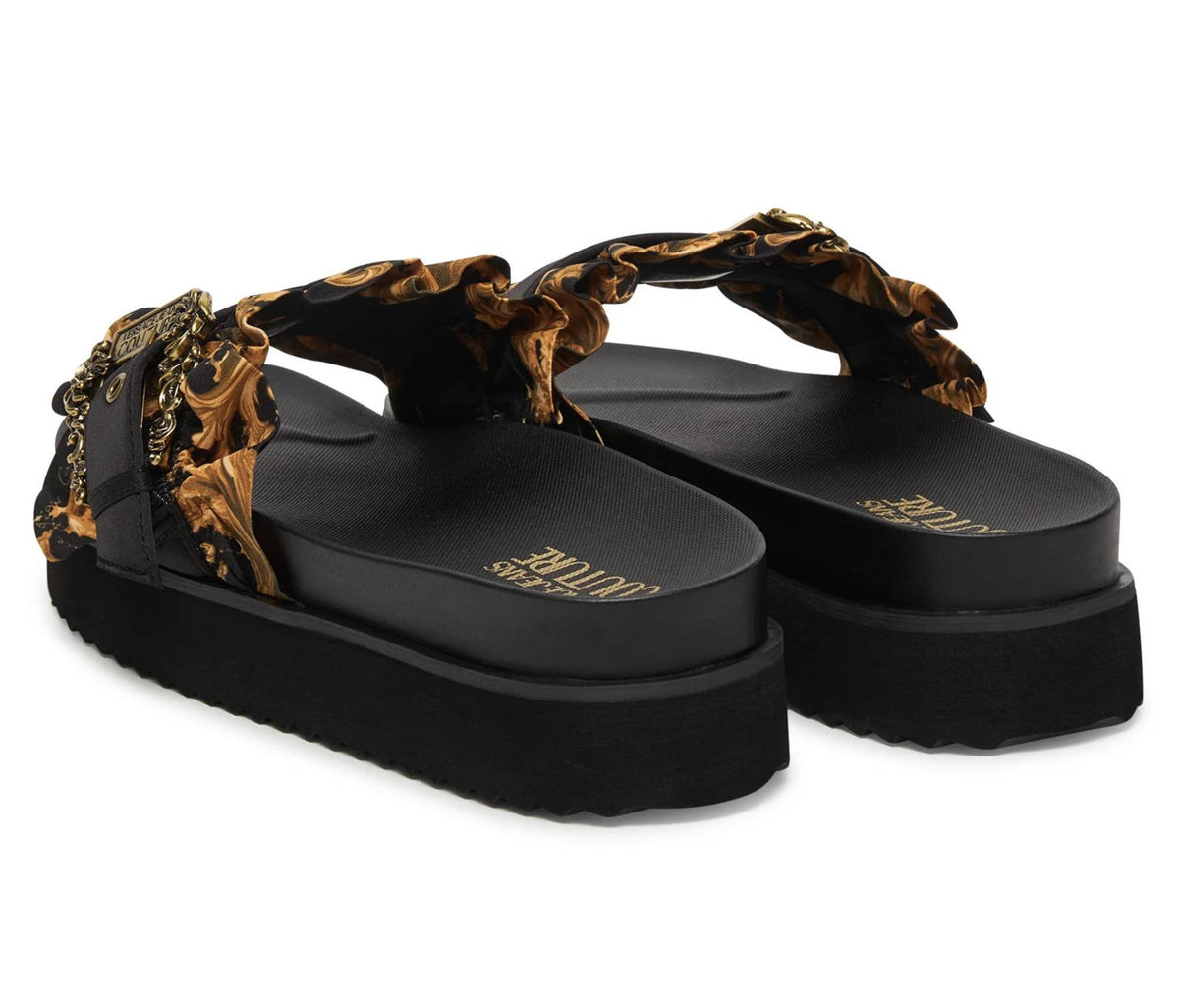 Slippers donna Versace Jeans Couture zeppa nero DS26VE09 80VA3SM5 ZS175 G89