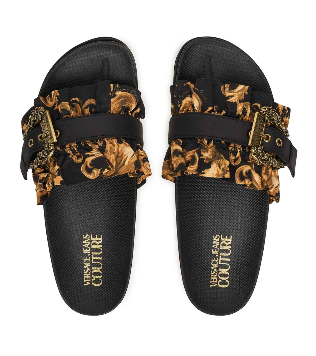 Slippers donna Versace Jeans Couture zeppa nero DS26VE09 80VA3SM5 ZS175 G89