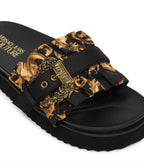 Slippers donna Versace Jeans Couture zeppa nero DS26VE09 80VA3SM5 ZS175 G89