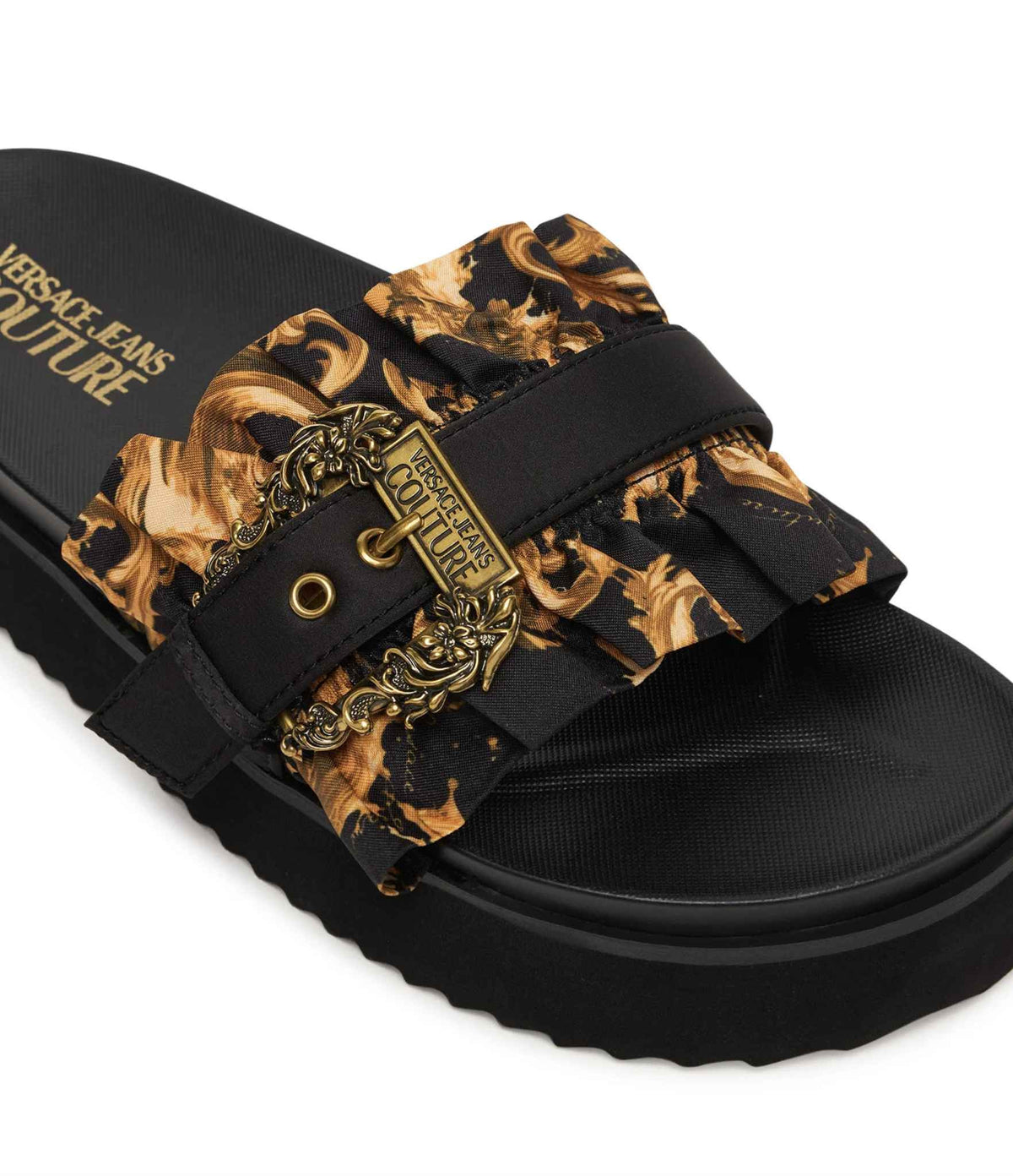 Slippers donna Versace Jeans Couture zeppa nero DS26VE09 80VA3SM5 ZS175 G89