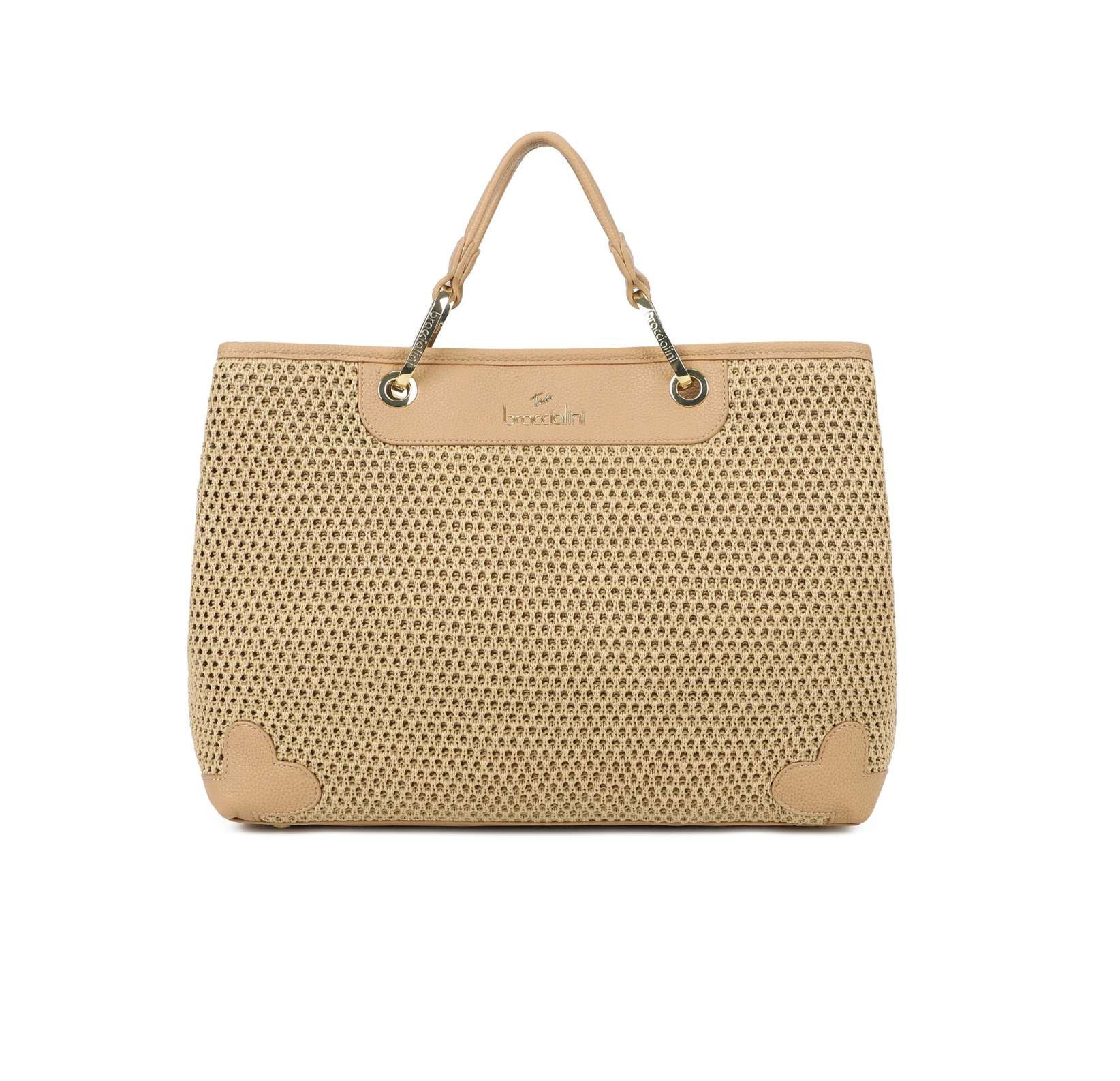 Borsa a mano con tracolla Braccialini Beth tricot biscotto BS26BR05 B18870