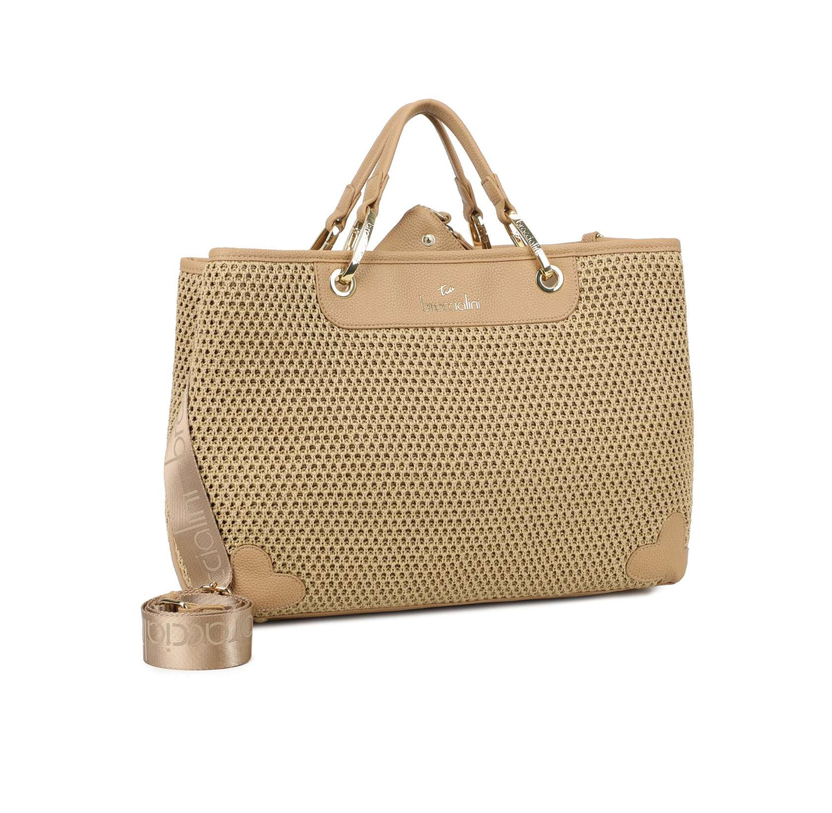 Borsa a mano con tracolla Braccialini Beth tricot biscotto BS26BR05 B18870