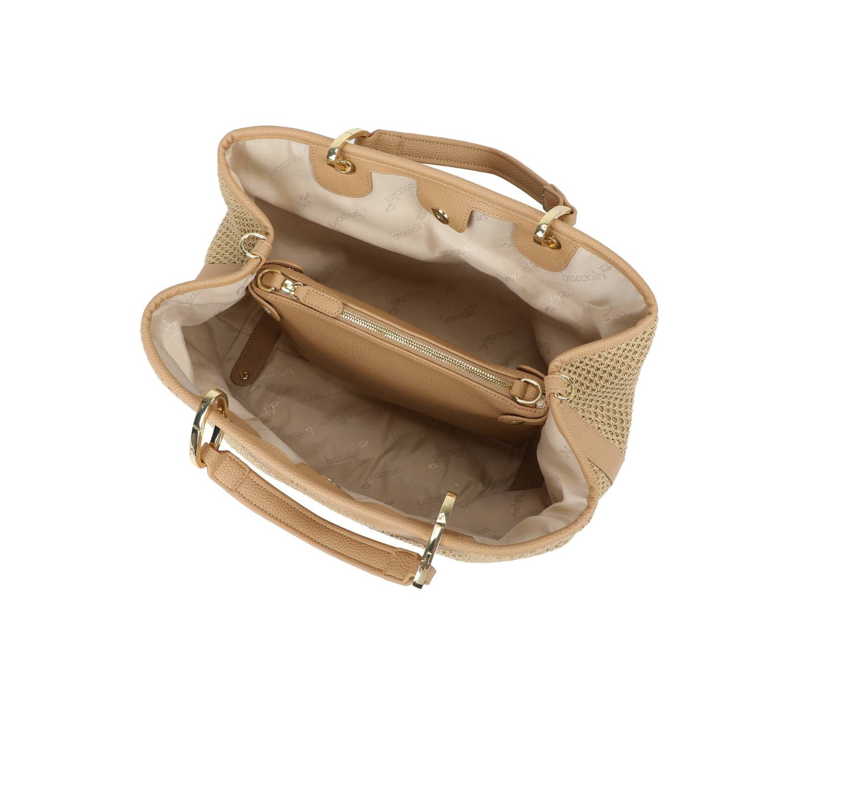 Borsa a mano con tracolla Braccialini Beth tricot biscotto BS26BR05 B18870